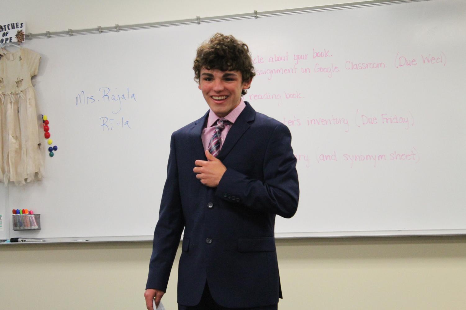 Louis Antinoro performs his speech at the mock speech tournament on Monday. The Speech team will be competing at the first tournaments of the year this Friday and Saturday.