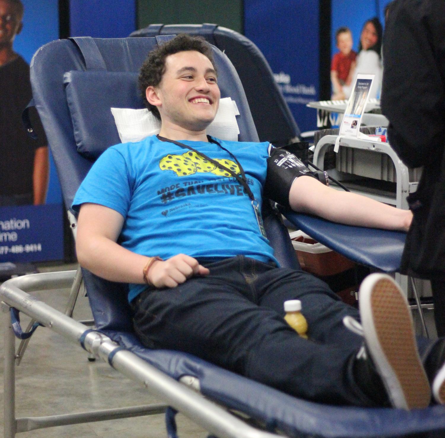 Senior Zachary Hamilton gets his blood pressure taken before having his blood drawn. The next blood drive will take place at Lincoln Southwest on Nov. 6.