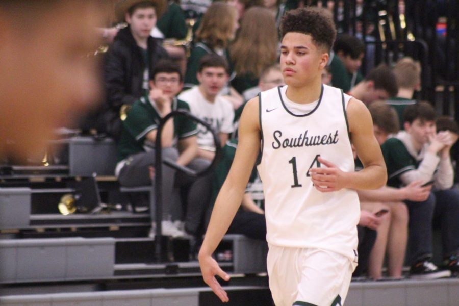 LSW varsity boys basketball fell to Omaha South 39-59 at Lincoln Southwest High School on Saturday, Feb. 1. Despite this, Southwest freshman guard, Rylan Smith, led the Silver Hawks with 8 points and 3 rebounds and had a stand out game against the number three ranked team in the state.