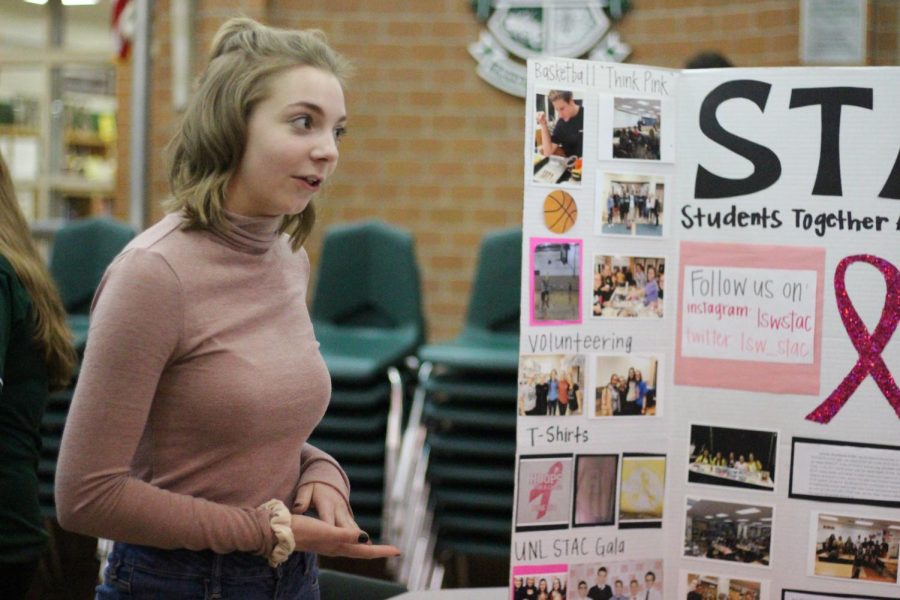 Students Together Against Cancer (STAC) representative speaks about club during Future Hawk Night in 2019. Future Hawk Night to be held Jan. 11 this year. 