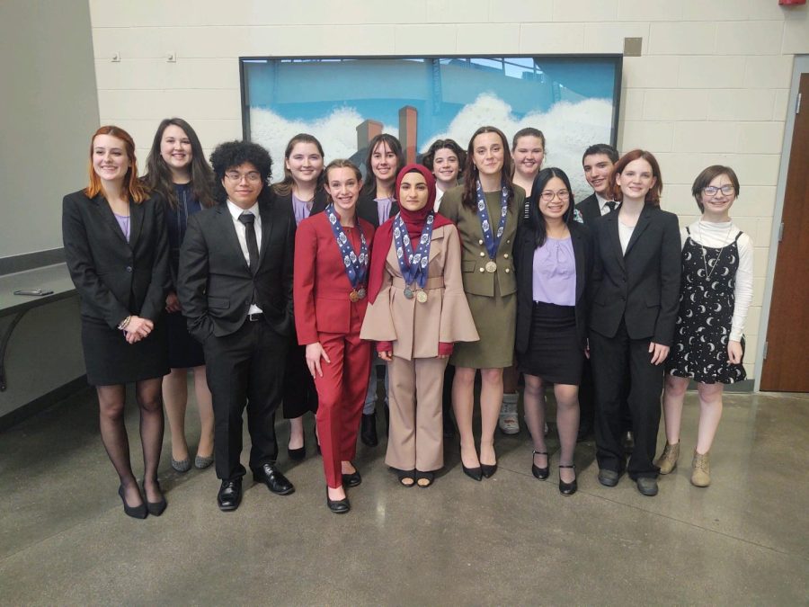 The team poses for a picture after awards. Southwest speech team competes at State in Kearney. 