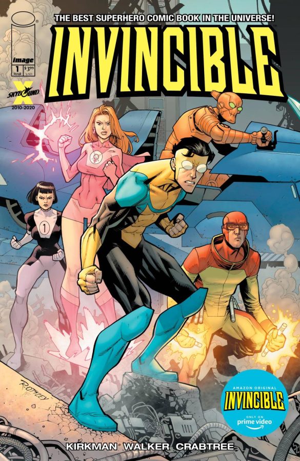 The Amazon Prime Video Edition of the first issue of Invincible. The comics were adapted into a show on Amazone Prime Video in March 2021.