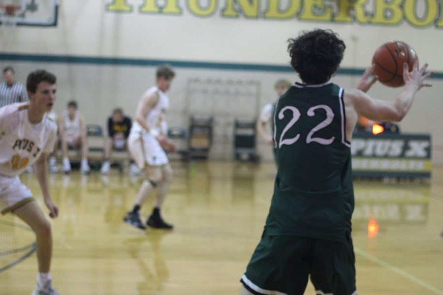 The Hawks played Pius X on Thursday, Jan. 19. The hawks Lot to the Thunderbolts 74-57.