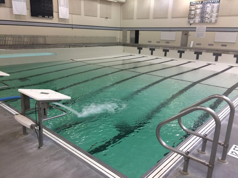 The LSW pool being refilled after having the ventilation system replaced.
