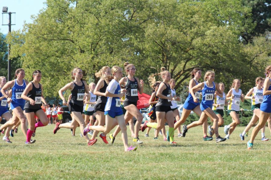 LSW+JV+girls+begin+their+race+at+Pioneers+Park+on+Sept.+19.+They+race+again+at+Pioneers+Park+at+the+North+Star+Invite+on+Sept.+26.+