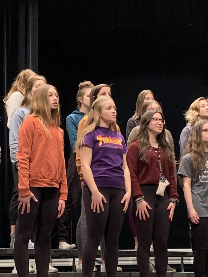 Southwest choir members finish their last preparation before the concert. The concert will take place on Wednesday Feb. 26 in Southwest Auditorium at 6:30 pm. 