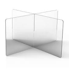 Plastic dividers have been placed at lunch tables. They have been placed to limit contact between students. Image courtesy of interstateplastics.com