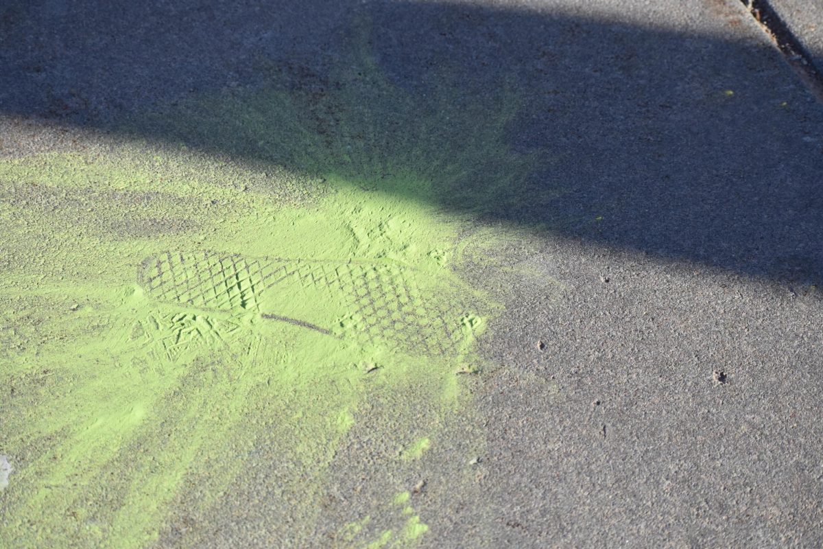 A footprint left in the chalk at the end of the Color Run hosted last year. Student Council will be hosting a Color Run at 10 a.m. on Saturday, Aug. 19.