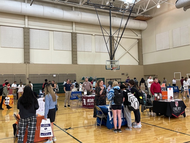 Students visit the College Fair in 2022. The next College Fair will be held on Monday, Oct. 2, 2023.
