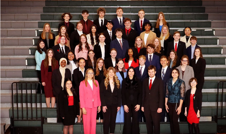 The 2022-2023 forensics team poses for a photo. The 2023-2024 LSW forensic team will be volunteering at the Vintage Market held at the Lancaster County Event Center.