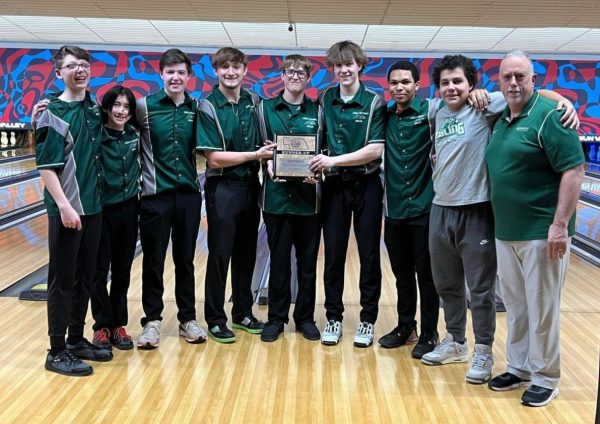 The boys bowling team were the runner ups at district. 