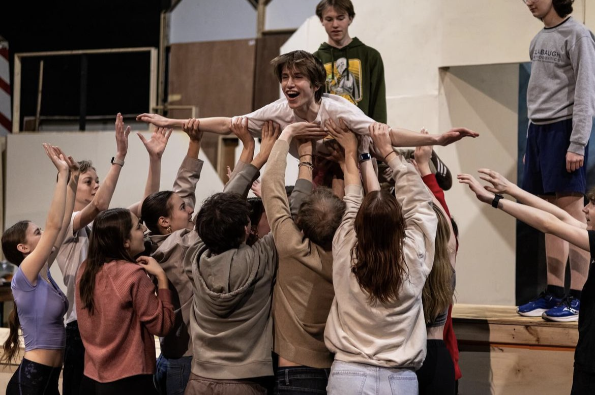 The cast rehearsing a scene in Something Rotten. On Monday, March 1, tickets went on sale for the Lincoln Southwest theater production “Something Rotten”.