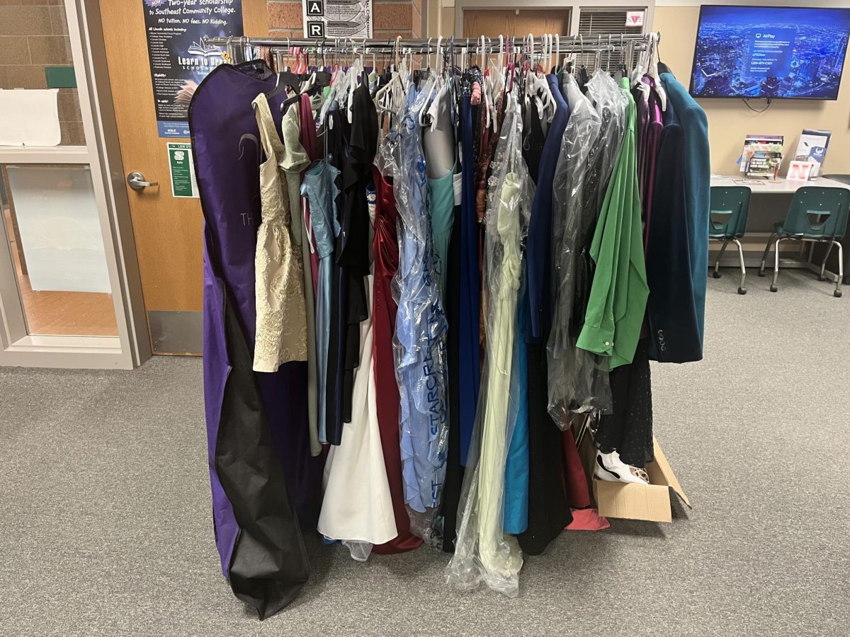 The prom closet holds available dresses and suits. The prom closet will be open to anyone who needs something to wear at prom. 