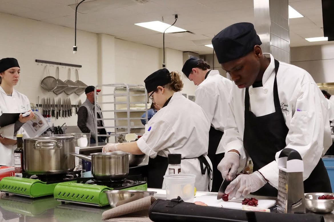 The Lincoln Southwest culinary team at The Career Academy for the Nebraska ProStart Culinary Competition. The team came out of the competition winning 2nd overall